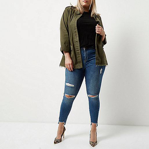 ollie jeans river island,jacques-vertuk Sale Plus khaki green distressed stud army jacket women 697778