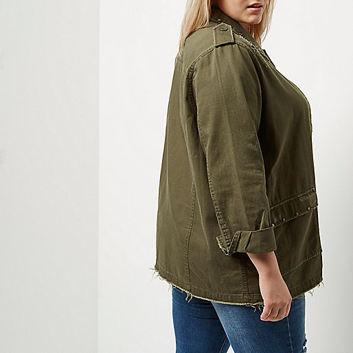 ollie jeans river island,jacques-vertuk Sale Plus khaki green distressed stud army jacket women 697778