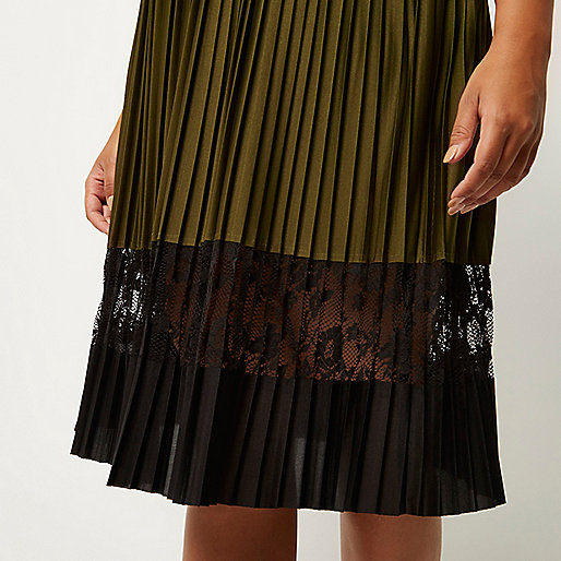 river island fur trim coat,jacques-vertuk Sale Plus khaki pleated lace panel midi skirt women 691513