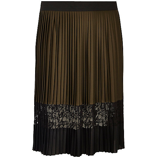 river island fur trim coat,jacques-vertuk Sale Plus khaki pleated lace panel midi skirt women 691513