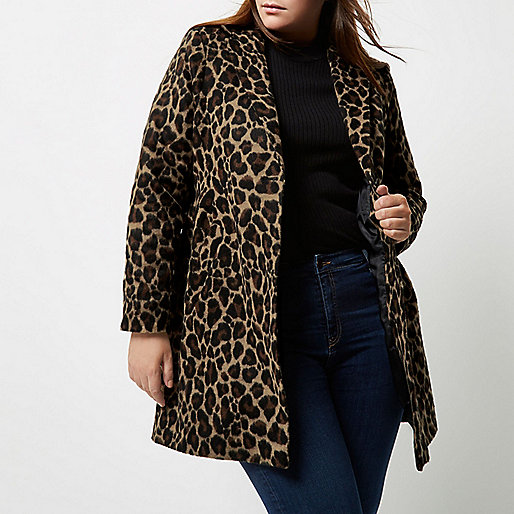 jacques-vertuk Plus leopard print overcoat 691703 women Coats / Jackets