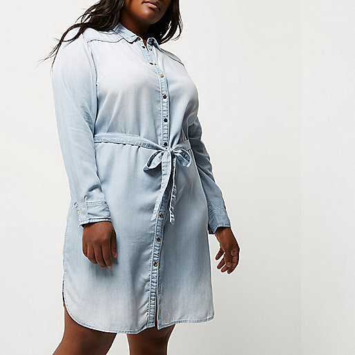 jacques-vertuk Plus light blue tencel shirt dress 693662 women Seasonal Offers