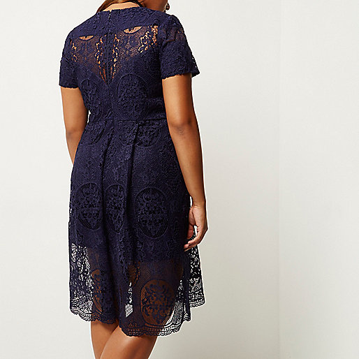 river island sale midi dresses,jacques-vertuk Ireland Plus navy lace midi dress women 688977