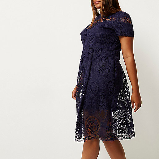 jacques-vertuk Plus navy lace midi dress 688977 women Dresses