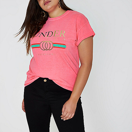 jacques-vertuk Plus pink ‘under cover’ boyfriend T-shirt 709583 women Tops T-Shirts & Vests Print T-Shirts / Vests