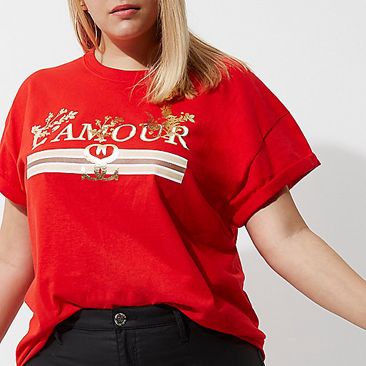 river island small black bag,jacques-vertuk Womens Dresses Sale Plus red 'amour' print boyfriend T-shirt Print T-Shirts / Tanks T-Shirts & Tanks Tops women