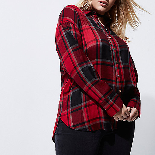 jacques-vertuk Plus red check bow back shirt 704201 women Tops Shirts