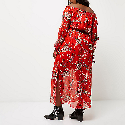 river island silver mules,jacques-vertuk Germany Plus red floral print bardot maxi dress Dresses Sale women