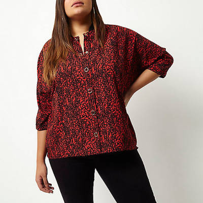 river island kaia,Kids Clothes jacques-vertuk Plus red print popper shirt Tops Sale women