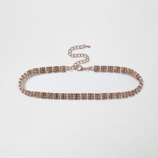 jacques-vertuk Plus rose gold tone rhinestone choker 706398 women Jewellery Chokers