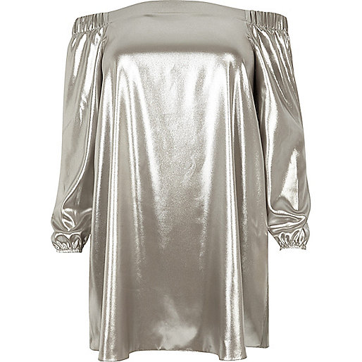 jacques-vertuk Plus silver metallic bardot swing dress 695711 women Dresses