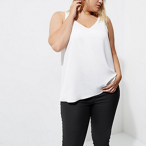 jacques-vertuk Plus white back double strap cami top 706847 women Tops Cami / Sleeveless Tops