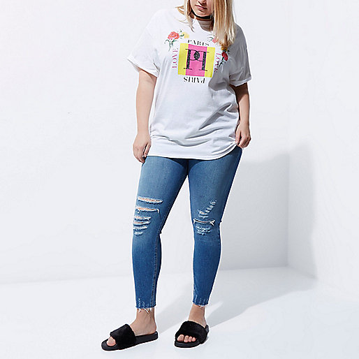 river island womens shoes,jacques-vertuk UK Plus white Paris print boyfriend T-shirt women 708367