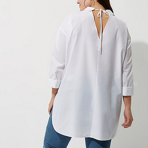 river island cribbs causeway,jacques-vertuk Stores Plus white tie back oversized shirt women 701664