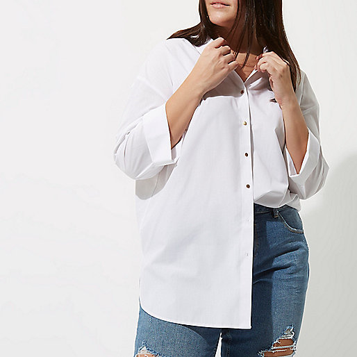 jacques-vertuk Plus white tie back oversized shirt 701664 women Tops Shirts