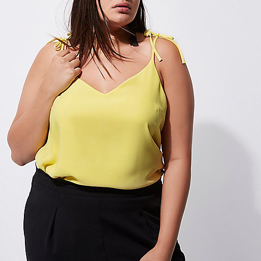 river island green trainers,Summer Clothes jacques-vertuk Plus yellow bow shoulder cami top Cami / Sleeveless Tops Tops women