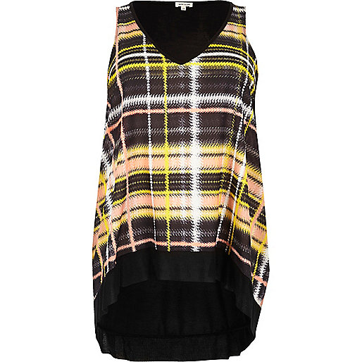 river island abstract dress,jacques-vertuk Stores Plus yellow check V-neck tank top women 692190