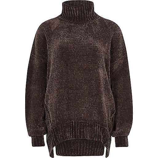 ladies wedges river island,jacques-vertuk Shoes Uk Purple chenille knit oversized roll neck jump Sweaters Knitwear women