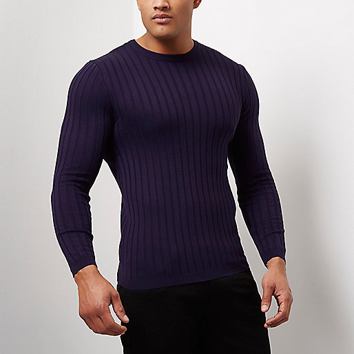 river island black shirt,jacques-vertuk London Purple chunky ribbed muscle fit sweater men 298899