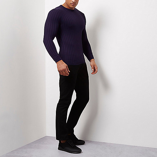 river island black shirt,jacques-vertuk London Purple chunky ribbed muscle fit sweater men 298899