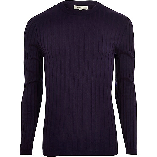 jacques-vertuk Purple chunky ribbed muscle fit sweater 298899 men Jumpers / Cardigans