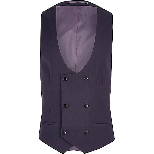 jacques-vertuk Purple double breasted suit vest 302095 men Suits Waistcoats