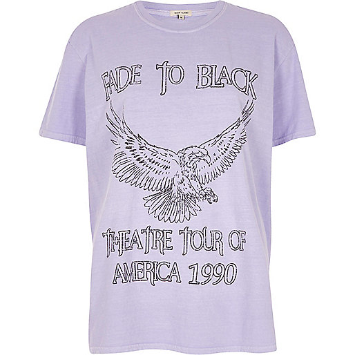 river island leather look jeans,jacques-vertuk Ireland Purple fade to black eagle print T-shirt women 702269