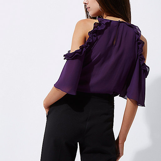 small handbag river island,jacques-vertuk New Look Purple frill cold shoulder blouse Blouses Tops women