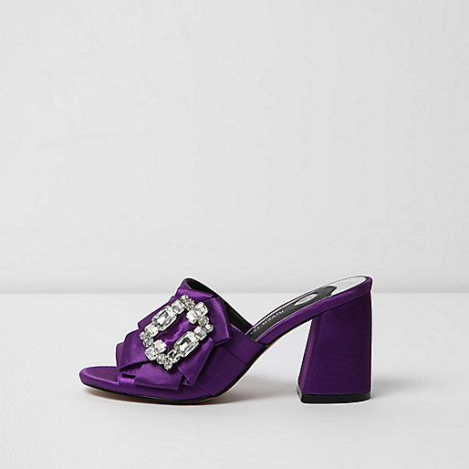 jacques-vertuk Purple gem embellished block heel mules 706020 women Shoes / Boots Sandals