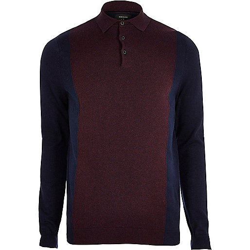 river island evening wear,River And Island Purple knit color block polo shirt RI Limited Edition Sale men