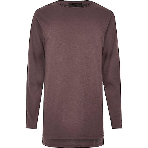 jacques-vertuk Purple longline long sleeve T-shirt 297423 men T-Shirts / Vests