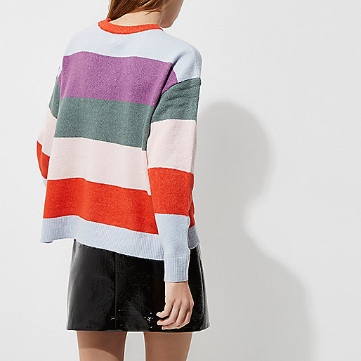 river island berlin doll dress,jacques-vertuk UK Sale Purple multi colored stripe cut out sweater women 705298