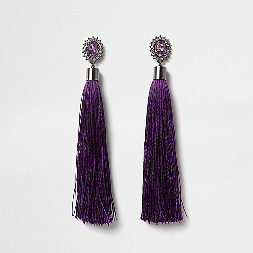 jacques-vertuk Purple rhinestone tassel drop earrings 707030 women Jewellery Earrings