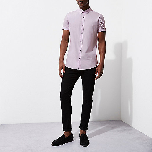 river island box bag,jacques-vertuk Site Purple short sleeve slim fit shirt Shirts Sale men