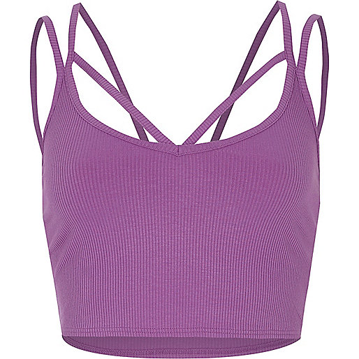 jacques-vertuk Purple strappy ribbed crop top 703367 women T-Shirts & Vests