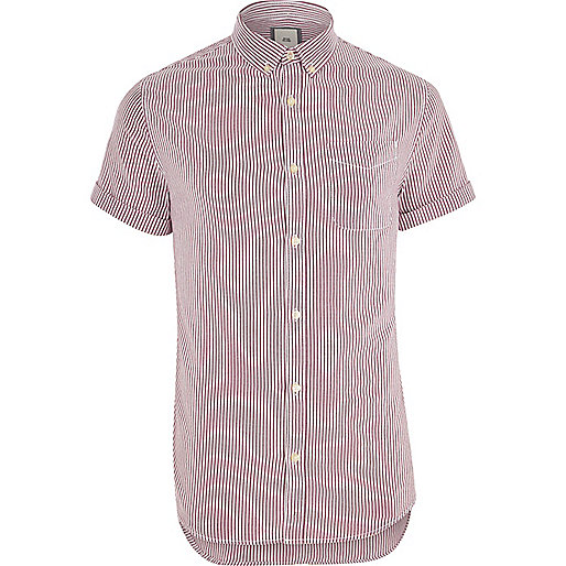 jacques-vertuk Purple stripe print short sleeve Oxford shirt 302116 men Shirts Short Sleeve Shirts