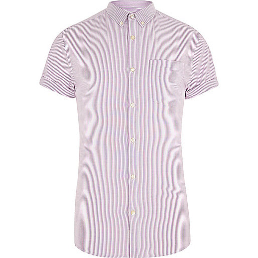 jacques-vertuk Purple stripe short sleeve muscle fit shirt 301048 men Shirts Short Sleeve Shirts