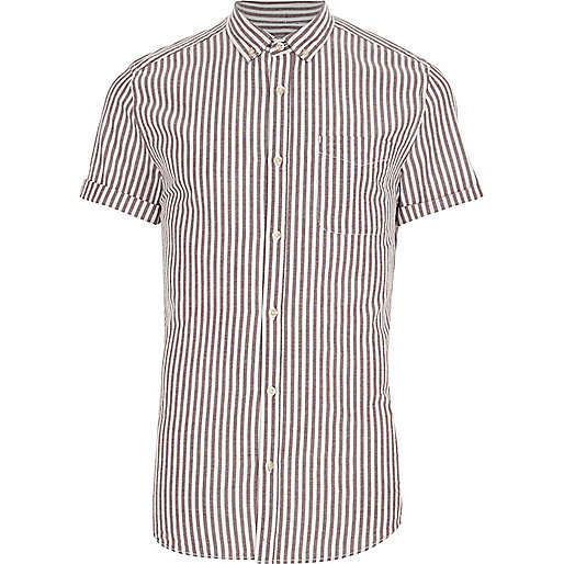 jacques-vertuk Purple stripe short sleeve slim fit shirt 302684 men Shirts Short Sleeve Shirts