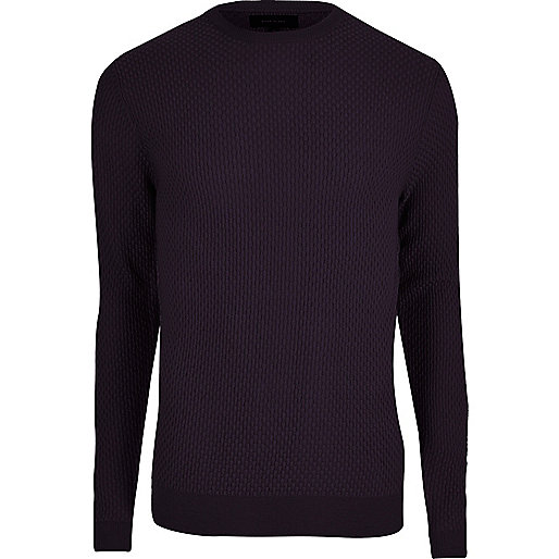 jacques-vertuk Purple textured knit slim fit sweater 299862 men Jumpers / Cardigans