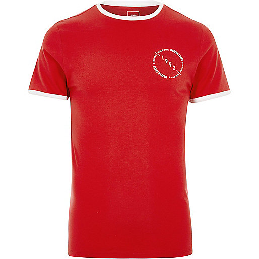 jacques-vertuk Red ‘1992’ print muscle fit ringer T-shirt 302730 men T-Shirts / Vests T-shirts