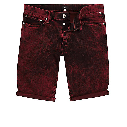 jacques-vertuk Red acid wash skinny fit denim shorts 301489 men Shorts