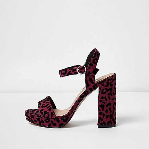 jacques-vertuk Red animal print block heel platform sandals 698293 women Shoes / Boots