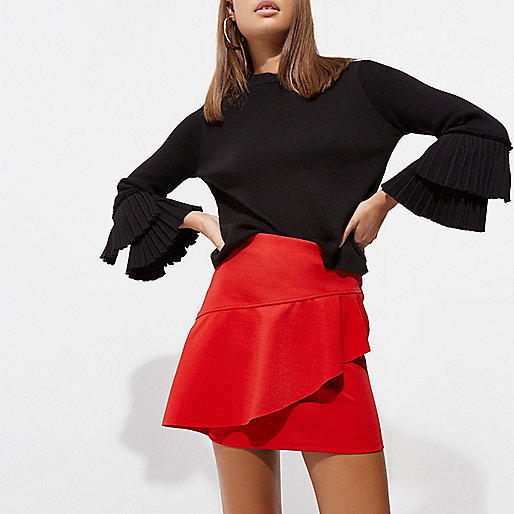 mens puffer jacket river island,jacques-vertuk All In One Red asymmetric frill front mini skirt Mini Skirts Skirts women