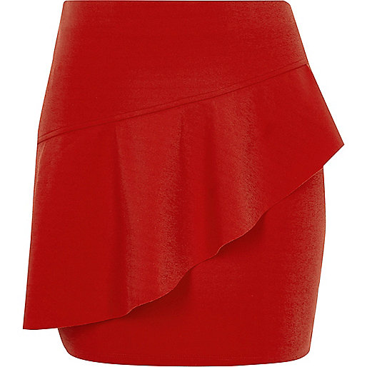 jacques-vertuk Red asymmetric frill front mini skirt 707418 women Skirts Mini Skirts