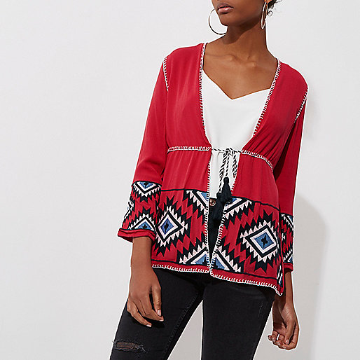 womens jeans sale river island,jacques-vertuk South Africa Red aztec embroidered beach kimono women 699169