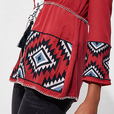 womens jeans sale river island,jacques-vertuk South Africa Red aztec embroidered beach kimono women 699169