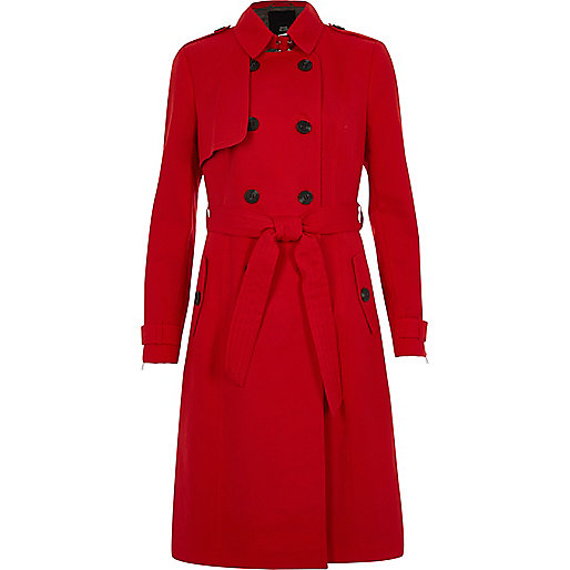 river island black leather handbag,R8Iver Island Red belted trench coat Coats Coats / Jackets women