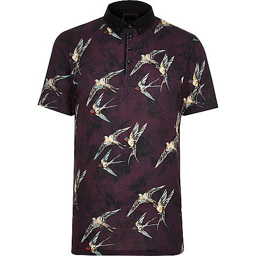 river island black shift dress,jacques-vertuk Londres Red bird print slim fit polo shirt Polo Shirts men