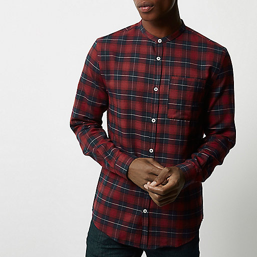 river island black ripped jeans,Tops jacques-vertuk Clothing Red casual slim fit grandad check shirt Shirts Sale men