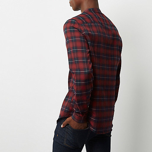 river island black ripped jeans,Tops jacques-vertuk Clothing Red casual slim fit grandad check shirt Shirts Sale men